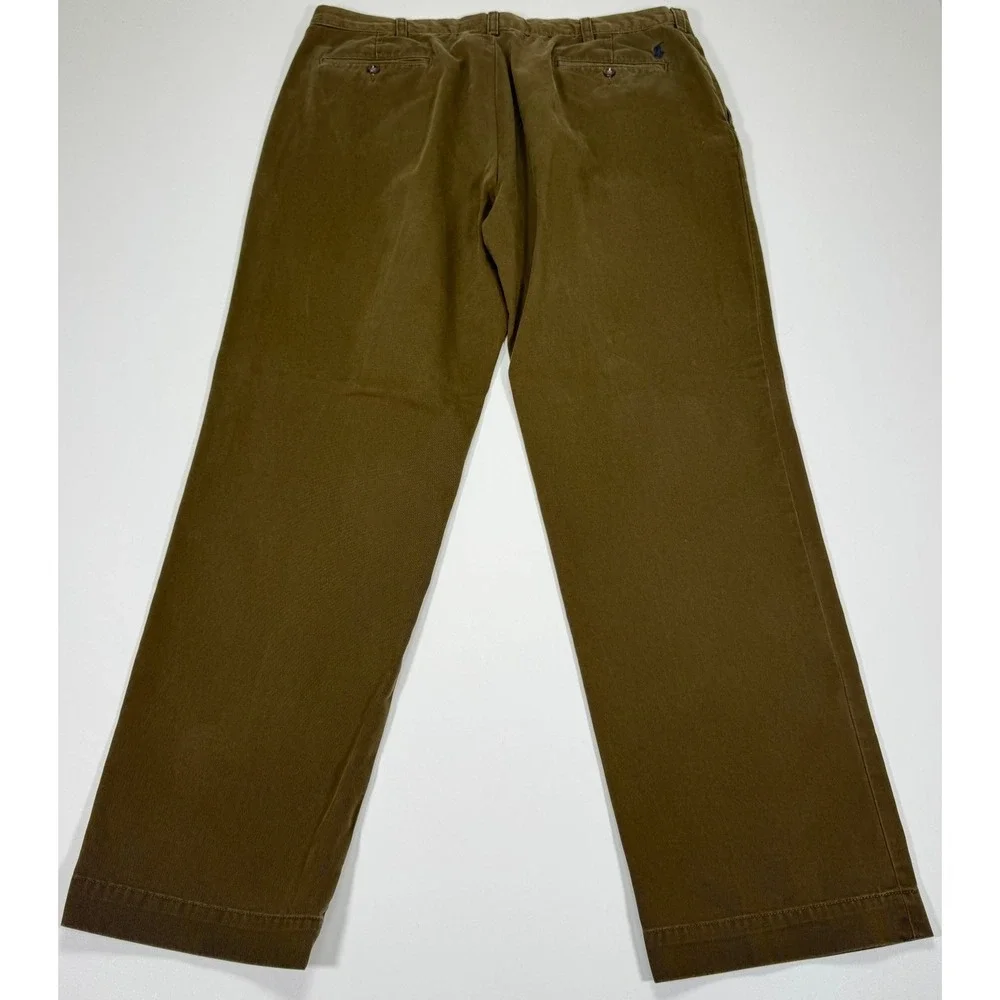 Vintage Polo Ralph Lauren Preston Mens Chinos 38x32 Brown Cotton Flat Front